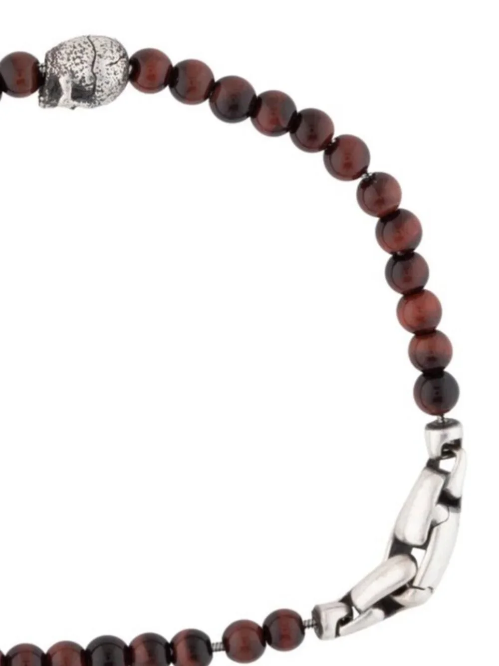 DAVID YURMAN STERLING SILVER 925 TIGER'S EYE MEMENTO MORI SKULL BEAD BRACELET